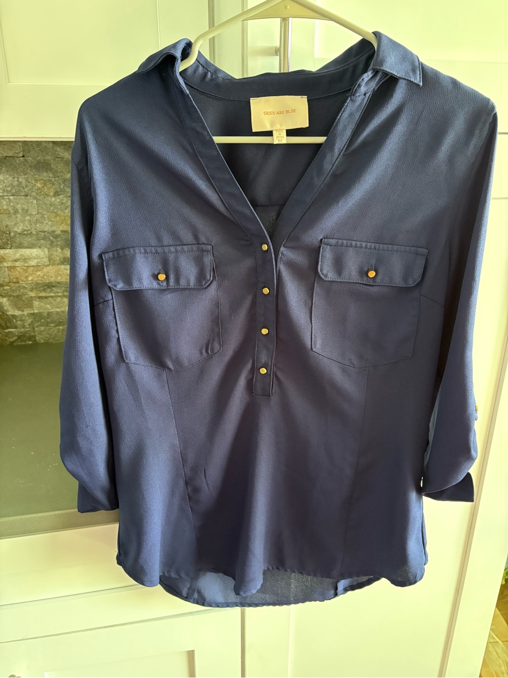 Navy Blue Business Casual Blouse